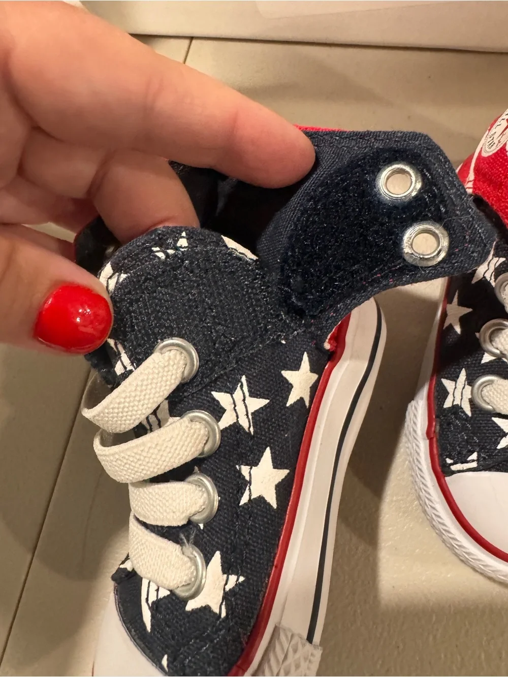 Converse Kids Red, White & Blue Star High Top Sneakers